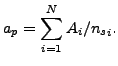 $\displaystyle a_p=\sum _{i=1} ^N A_i/{n_s}_i.$