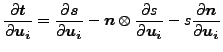 $\displaystyle \frac{\partial \boldsymbol{t} }{\partial \boldsymbol{u_i} } = \fr...
...ldsymbol{u_i} } - s \frac{\partial \boldsymbol{n} }{\partial \boldsymbol{u_i} }$