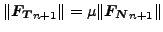 $ \Vert \boldsymbol{F_T}_{n+1}\Vert = \mu \Vert \boldsymbol{F_N}_{n+1} \Vert$