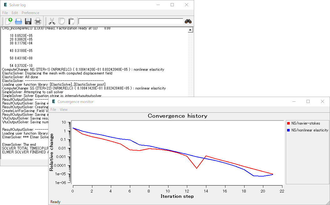ソルバーログと収束履歴モニター