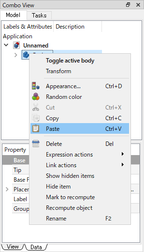 Paste on right-click menu