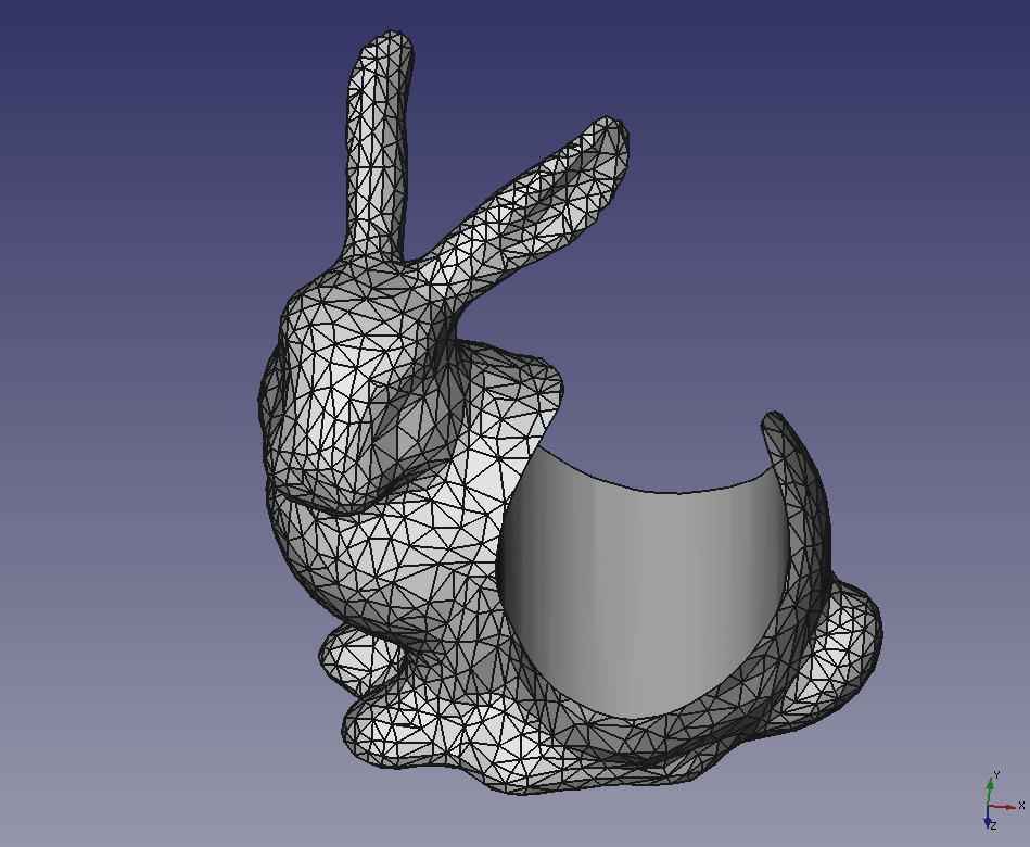 Fig. Result of boolean operation with a solid that is created from mesh