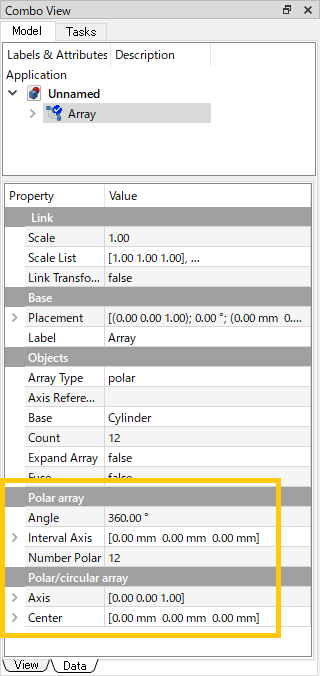 Fig. Changing Polar Array parameters