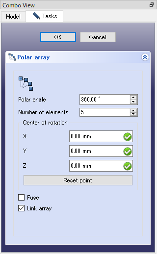 Fig. Dialog for Polar Array tool