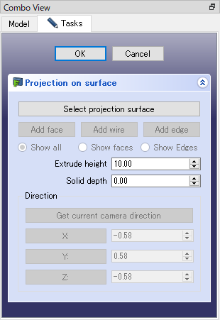 Fig. Dialog for projection