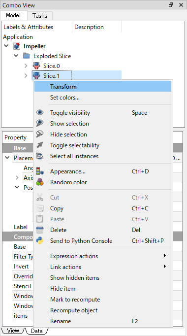 図. 一方の断片を「Transform」で移動