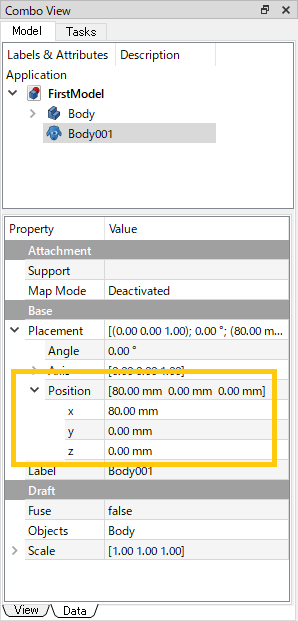 figure. 'Position' property on Data tab