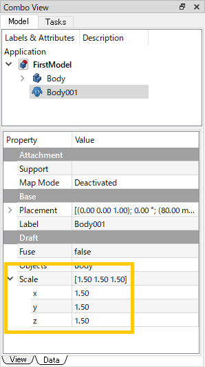 figure. 'Scale' property on Data tab