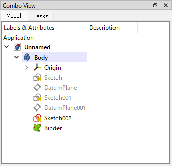 Fig. Subshape binder (on Model tree)