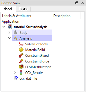 The model tree after calculation