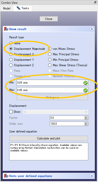 Selecting Displacement Magnitude