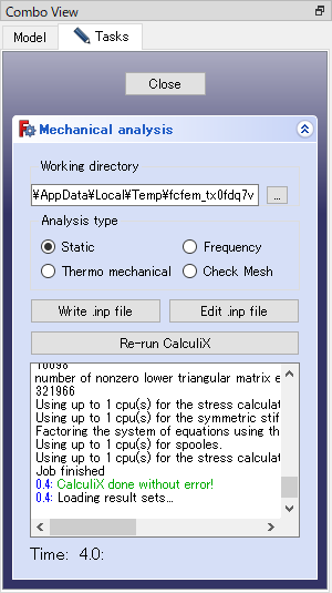 Dialog for running calculation