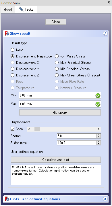 View settings for displacement