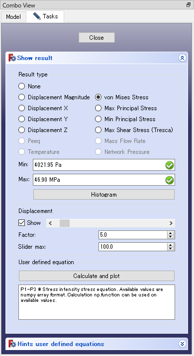 View settings for von Mises stress