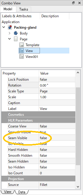 Fig. Setting 'Seam Visible' property to 'false'