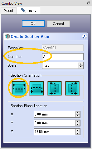 Fig. Dialog for adding cross-section view