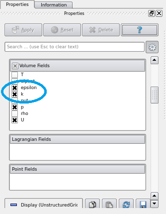 Check k and epsilon in Properties tab