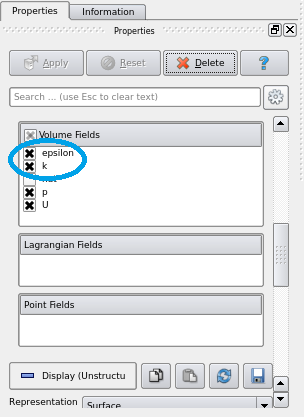 Check k and epsilon in Properties tab