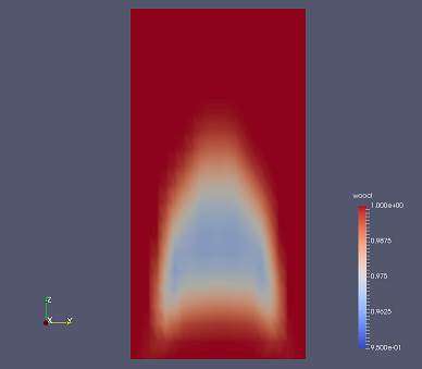 Volume fraction at 10 sec (wood)