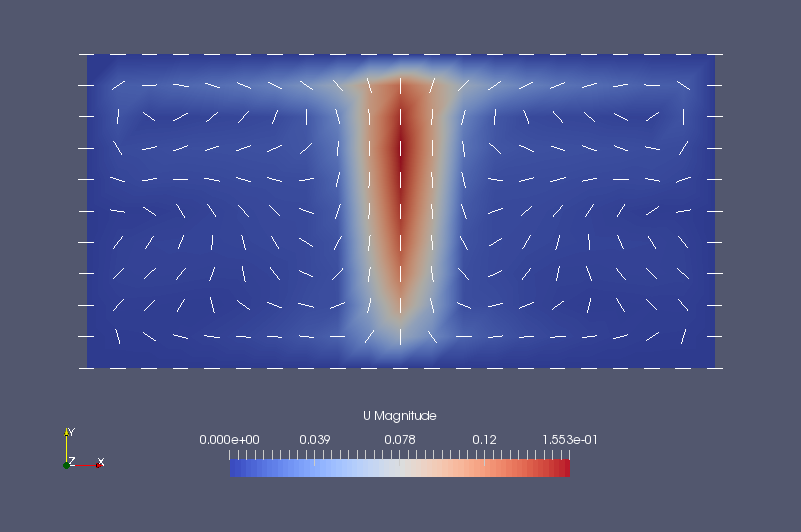 Flow velocity at final time (U)