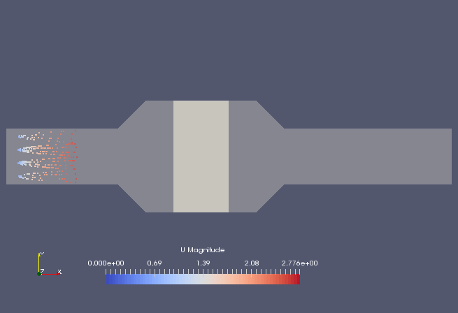 Calculated particles at 0.8 sec