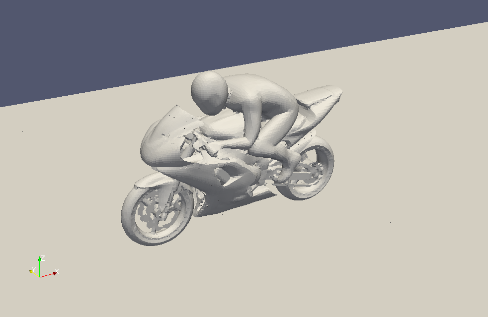 Model geometry (near the motorcycle)