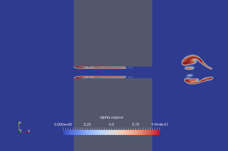 Volume ratio of vapor near narrow part at 0.00012 sec (alpha.vapour)