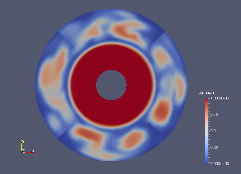 Volume ratio of air at final time (alpha.air)