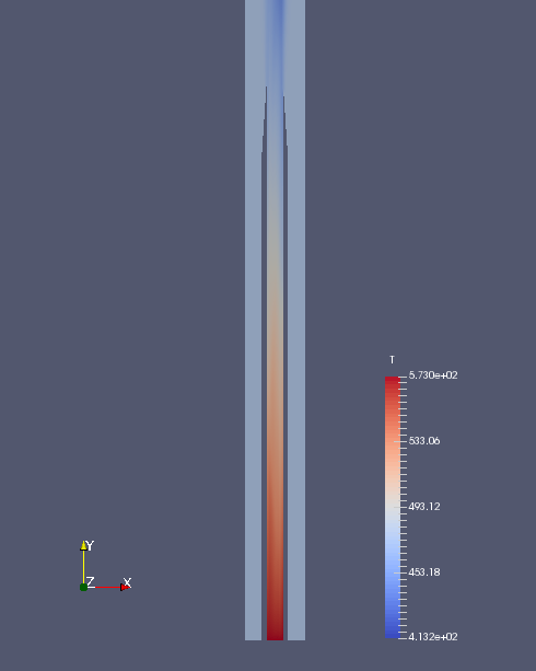 流入口側の温度分布（T）