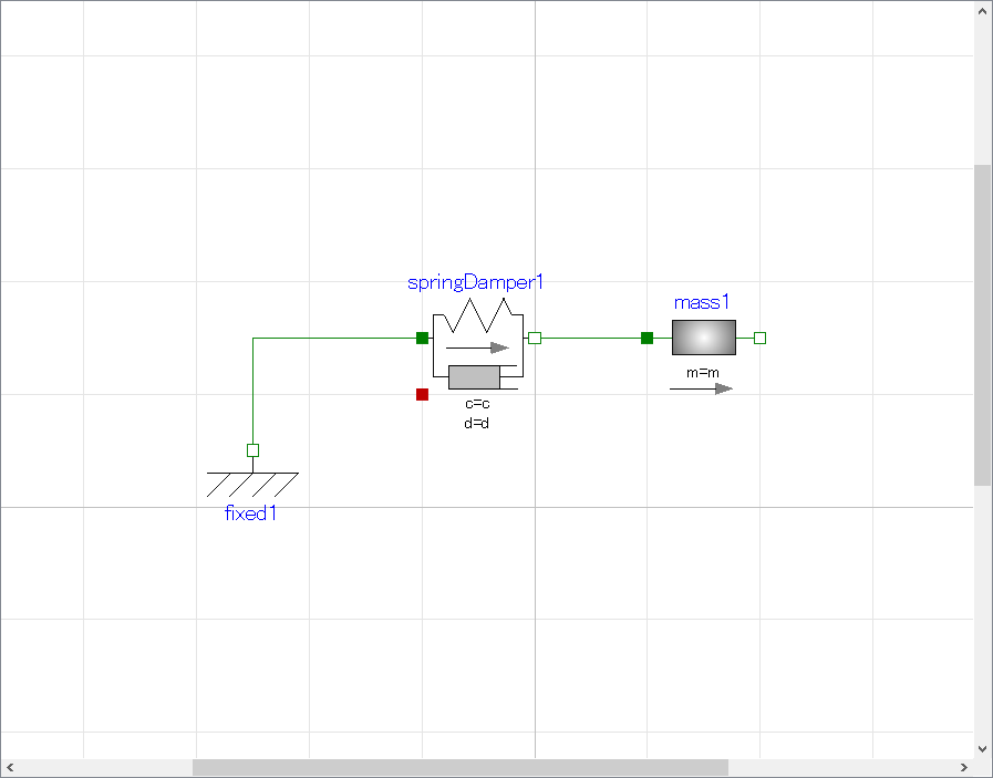 springDamper1 と mass1 の接続