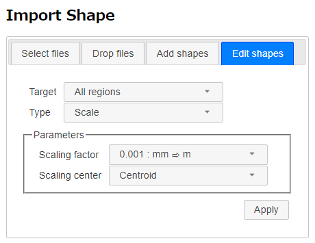 Edit Shapes tab