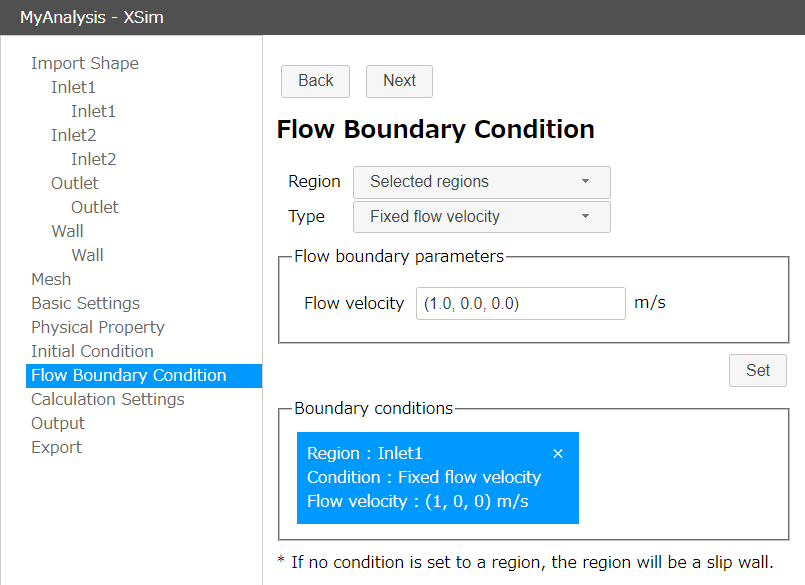 'Flow Boundary Condition' page