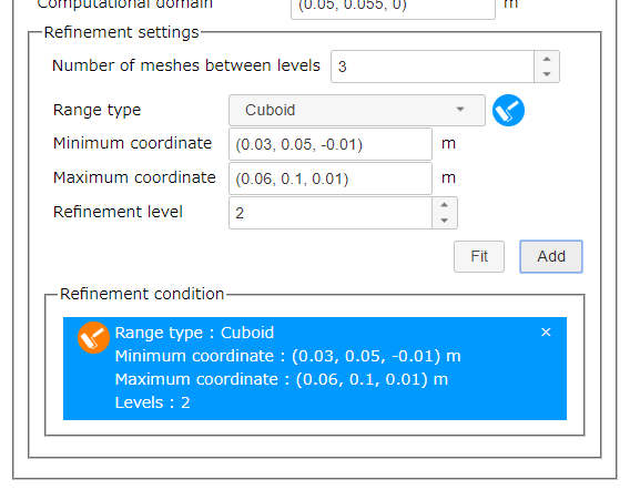 Refinement settings