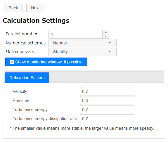 Calculation settings