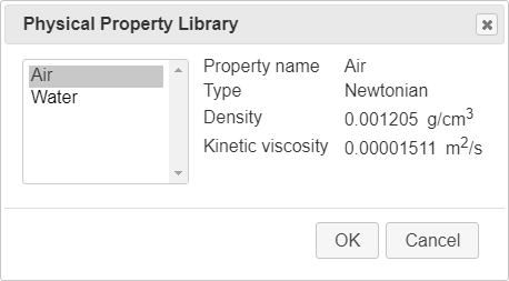Dialog for physical property library