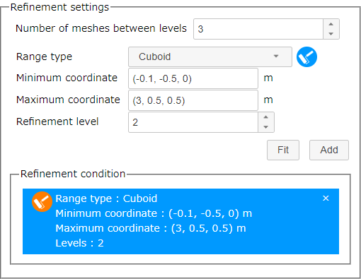 Refinement settings (Cuboid)