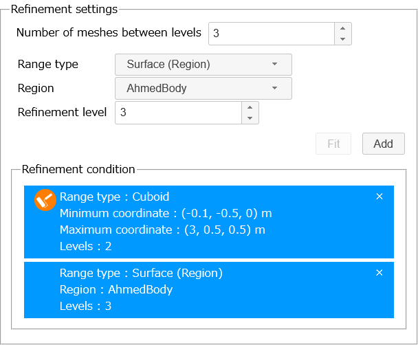 Refinement settings (Surface)