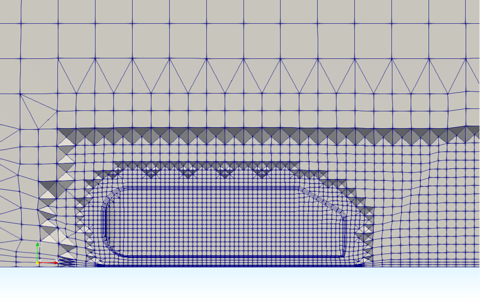 Mesh of cross section in flow direction (zoom)