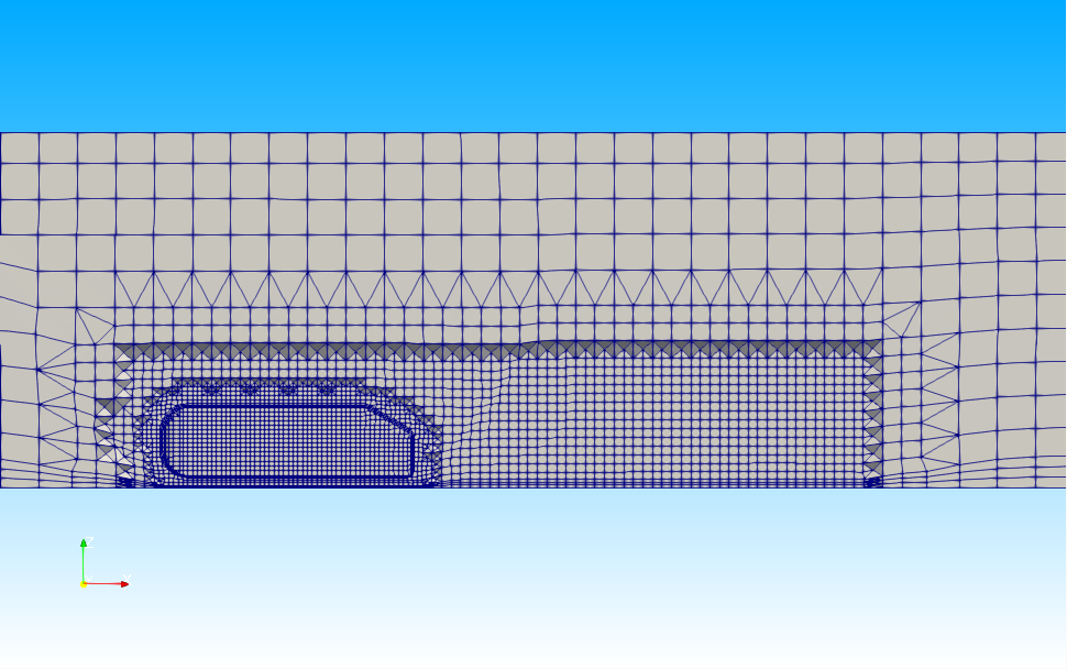 Mesh of cross section in flow direction