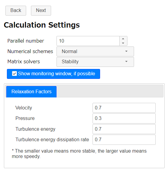 Calculation settings