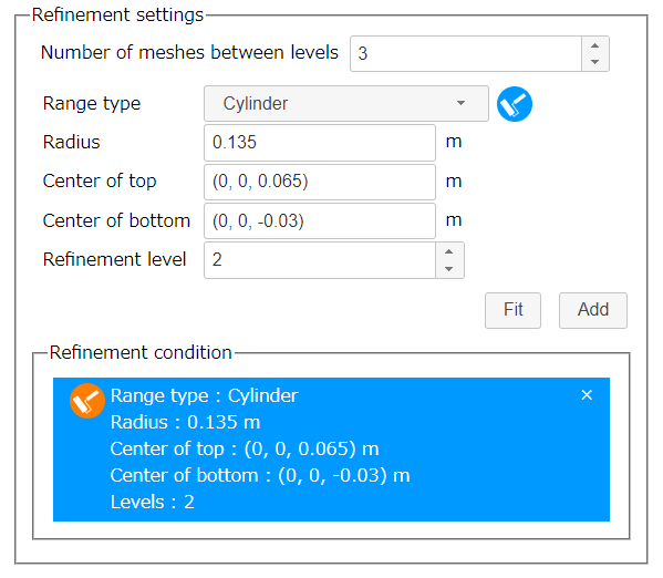 Refinement setting (Cylinder)