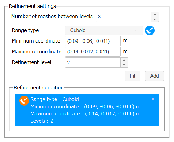 Refinement settings