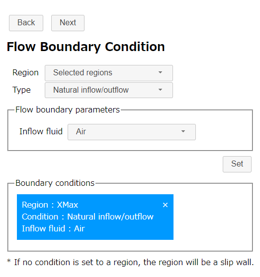 Natural inflow/outflow condition