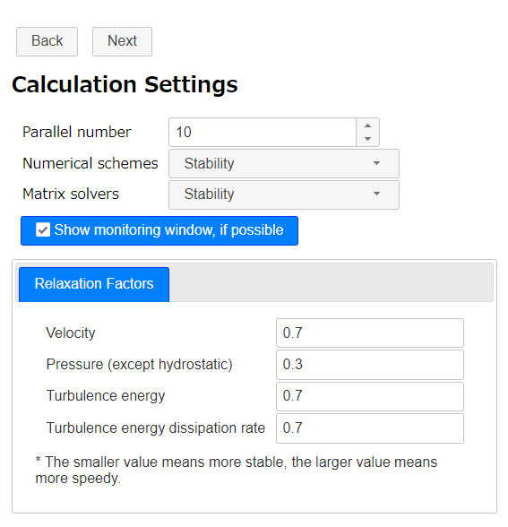 Calculation settings