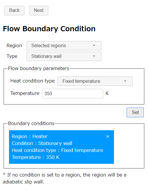 Fixed temperature condition (Heater)