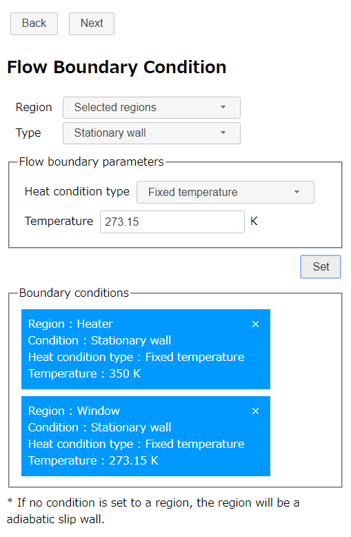 Fixed temperature condition (Window)