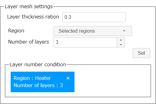 Layer mesh settings