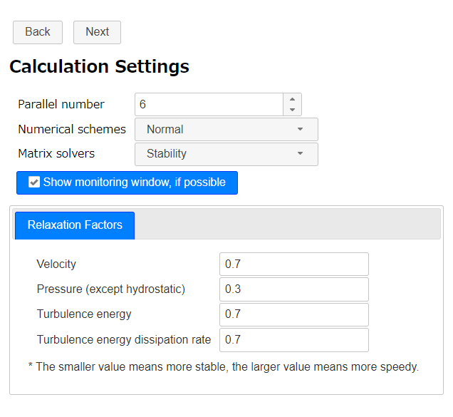 Calculation settings