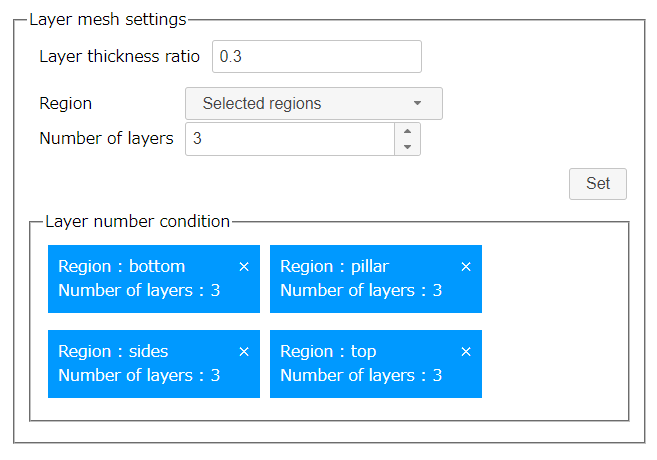 Layer mesh settings