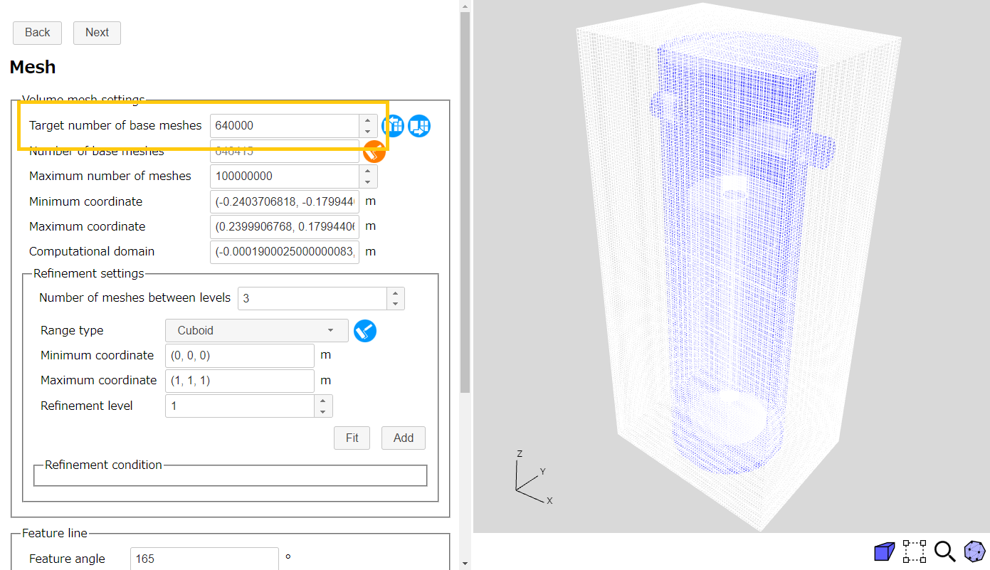 Target number of base meshes setting